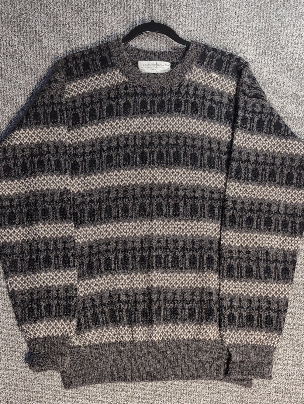 Vintage Peruvian Connection Alpaca Sweater Men's Size Medium Andean Folk Figures
